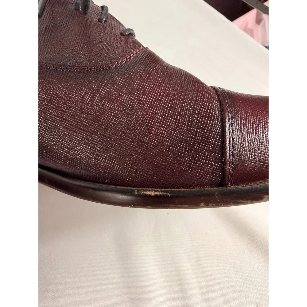 Florsheim Cap Toe Oxford Shoes 11D Burgundy Textured Leather 15175-501